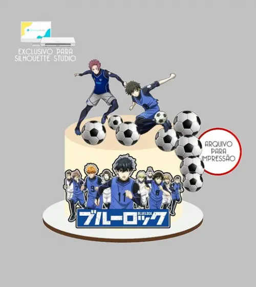 1396 - Arquivo Topo de Bolo Futebol Blue Lock