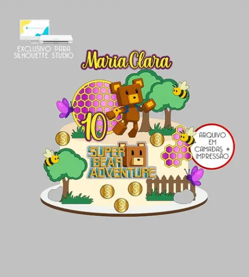 1410 - Arquivo Topo de Bolo Super Bear Adventure