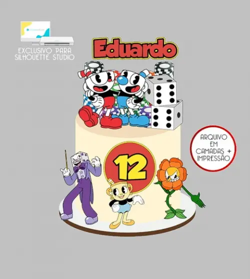 1412 - Arquivo Topo de Bolo Cuphead