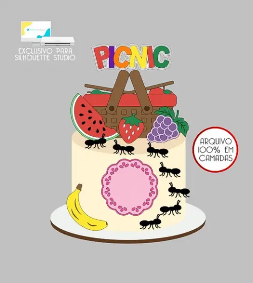 1418 - Arquivo Topo de Bolo Picnic Piquenique