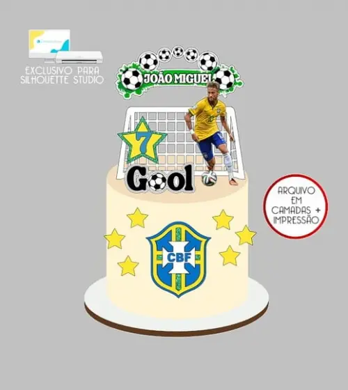 1426 - Arquivo Topo de Bolo Copa do Mundo Brasil Neymar