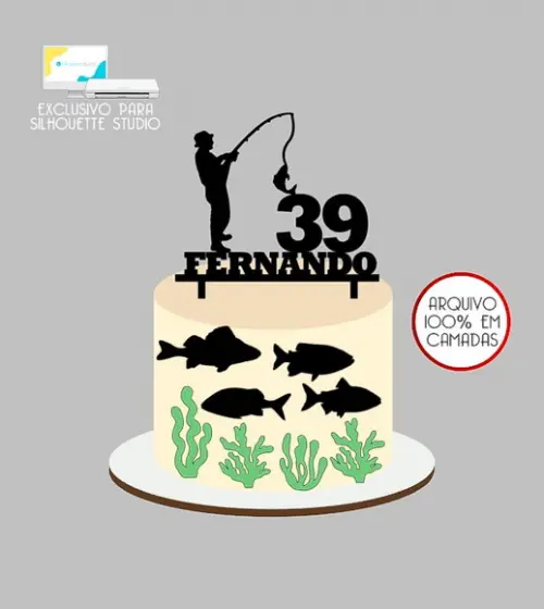 1437 - Arquivo Topo de Bolo Pescador