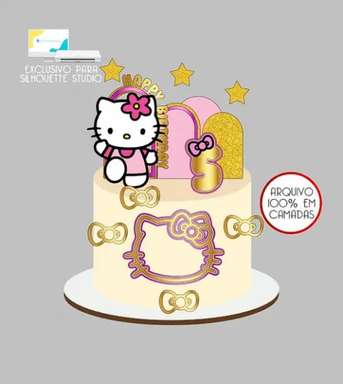 1441 - Arquivo Topo de Bolo Hello Kitty