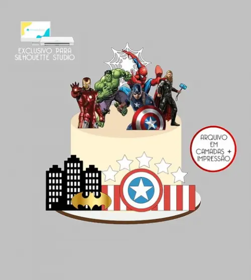 1442 - Arquivo Topo de Bolo Super Heróis Vingadores