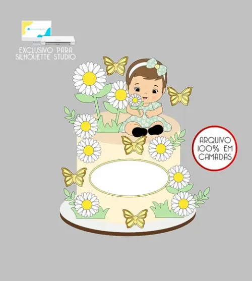 1447 - Arquivo Topo de Bolo Margarida Menina