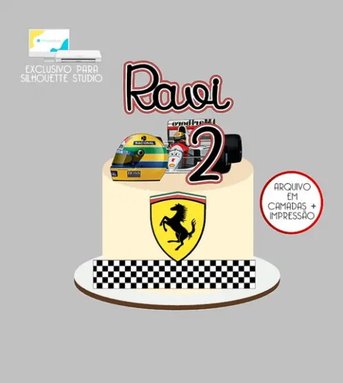 1473 - Arquivo Topo de Bolo Fórmula 1 Ferrari Marlboro