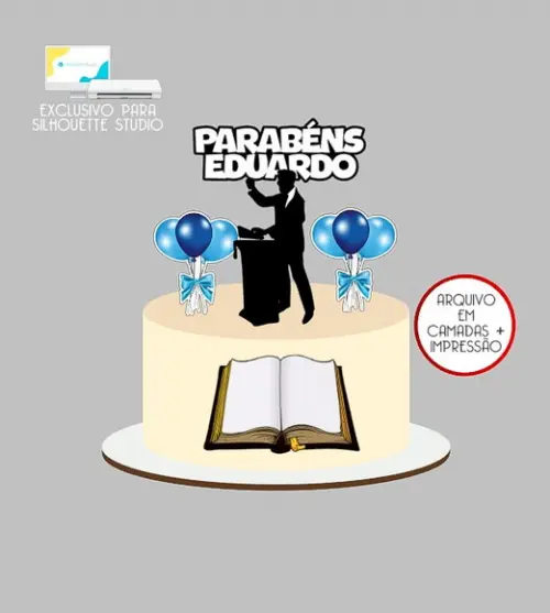 1499 - Arquivo Topo de Bolo Evangélico Pastor