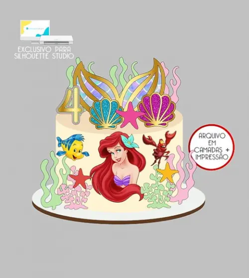 1501 - Arquivo Topo de Bolo Sereia Ariel