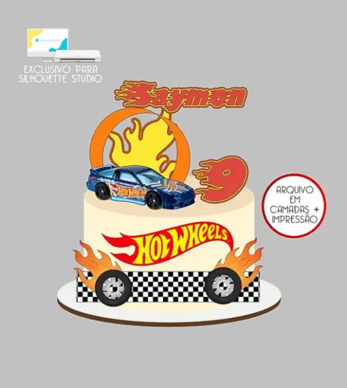 1506 - Arquivo Topo de Bolo Hotwheels
