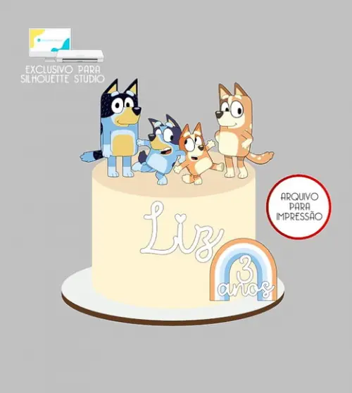 1508 - Arquivo Topo de Bolo Bluey