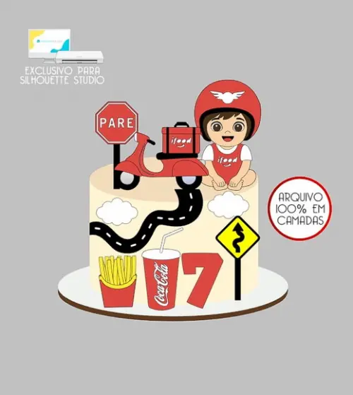 1518 - Arquivo Topo de Bolo Ifood Motoboy Entregador Baby