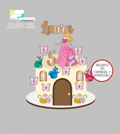 1533 - Arquivo Topo de Bolo Princesa Aurora