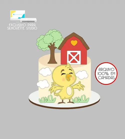 1538 - Arquivo Topo de Bolo Pintinho Amarelinho