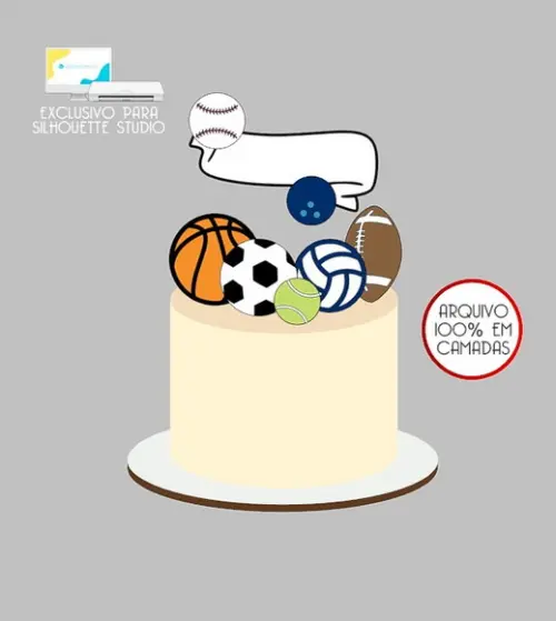 1540 - Arquivo Topo de Bolo Bolas Esportes