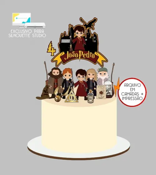 1551 - Arquivo Topo de Bolo Harry Potter