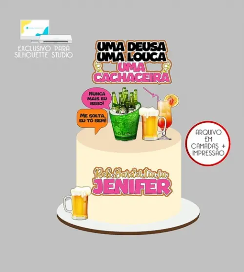 1582 - Arquivo Topo de Bolo Boteco Cerveja Cachaceira