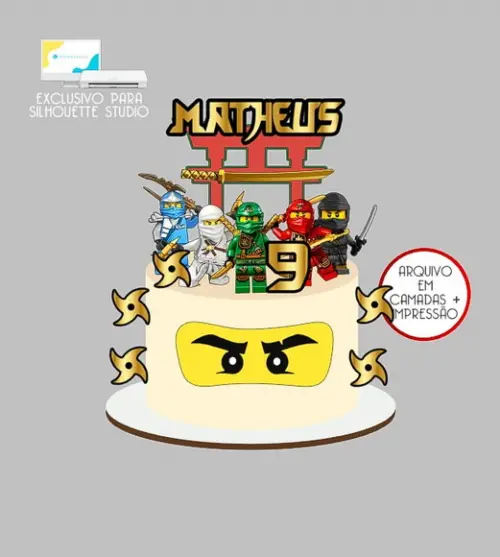 1595 - Arquivo Topo de Bolo Lego Ninjago