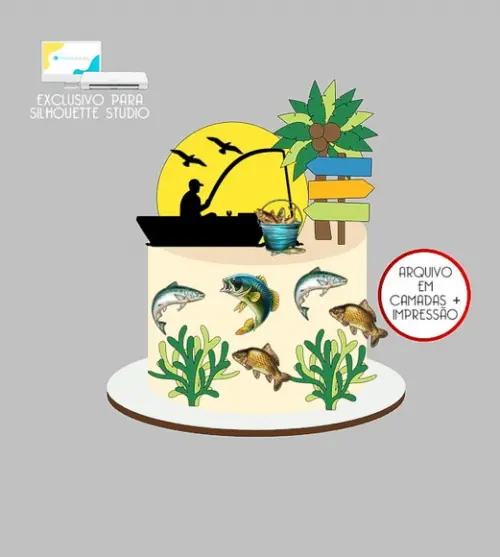 1600 - Arquivo Topo de Bolo Pescador