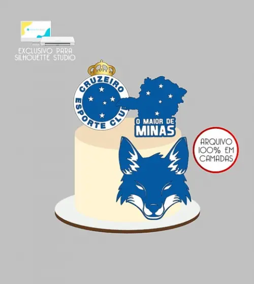 1626 - Arquivo Topo de Bolo Futebol Time Cruzeiro