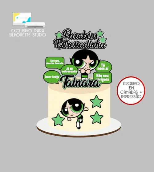 1631 - Arquivo Topo de Bolo Docinho Meninas Superpoderosas