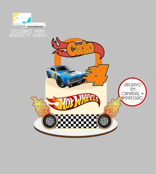 1630 - Arquivo Topo de Bolo Hotwheels