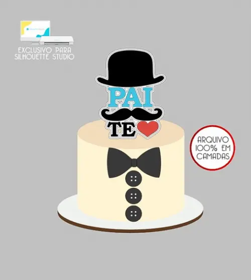 1640 - Arquivo Topo de Bolo Pai Feliz Dia dos Pais