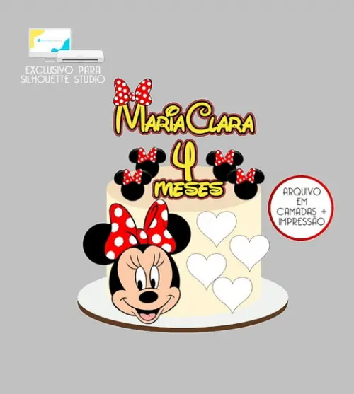 1648 - Arquivo Topo de Bolo Minnie Vermelha