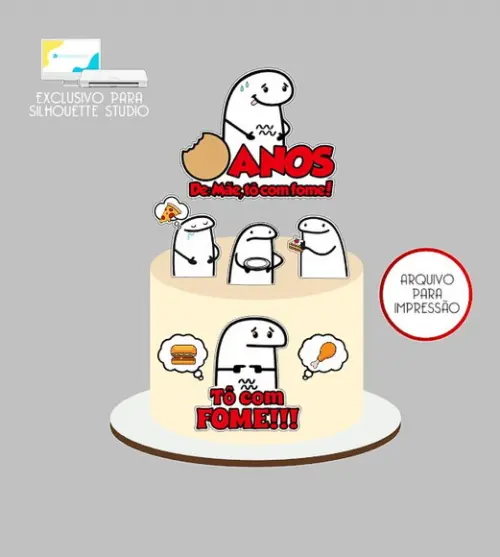 1656 - Arquivo Topo de Bolo Bento Flork Tô com Fome