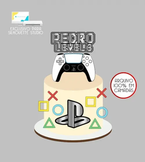 1658 - Arquivo Topo de Bolo Video Game Controle Ps5