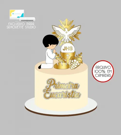 1660 - Arquivo Topo de Bolo Primeira Eucaristia Menino