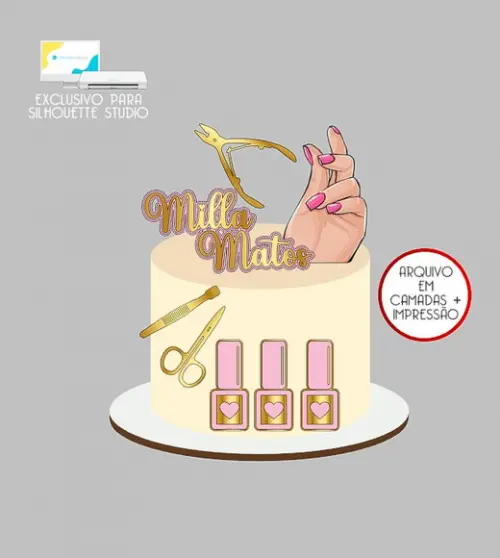 1668 - Arquivo Topo de Bolo Manicure