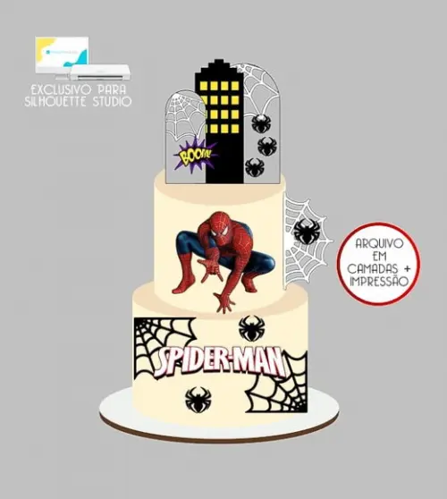 1670 - Arquivo Topo de Bolo Homem Aranha