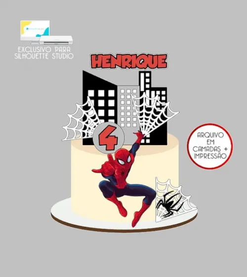 1697 - Arquivo Topo de Bolo Homem Aranha