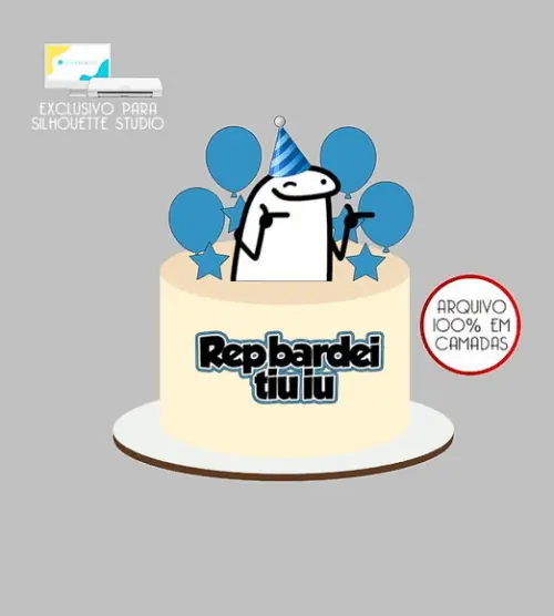 1698 - Arquivo Topo de Bolo Bento Flork Rep Bardei Tiu Iu