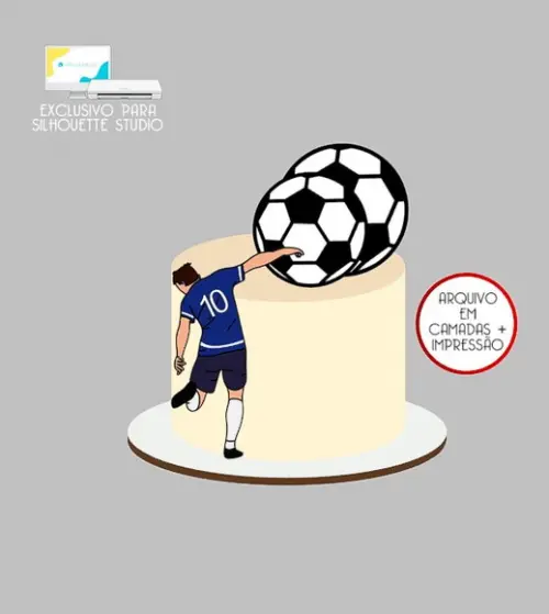 1706 - Arquivo Topo de Bolo Futebol Jogador