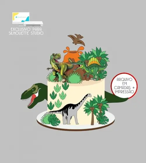 1719 - Arquivo Topo de Bolo Dinossauro Jurassic Park