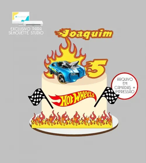 1721 - Arquivo Topo de Bolo Hotwheels