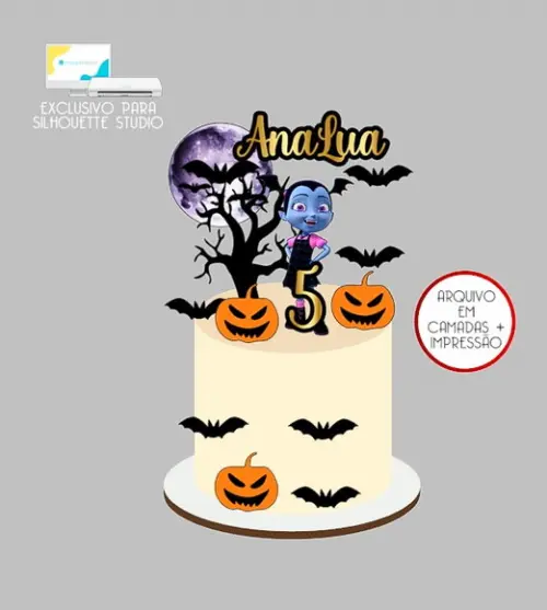 1731 - Arquivo Topo de Bolo Vampirina Halloween