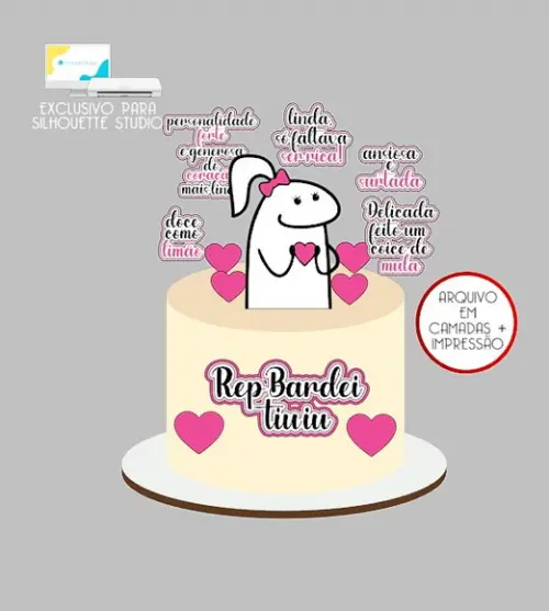 1729 - Arquivo Topo de Bolo Bento Flork Rep Bardei Tiu Iu