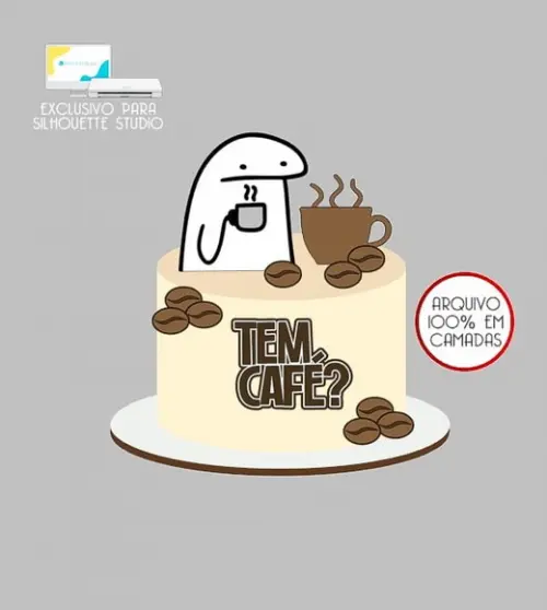 1762 - Arquivo Topo de Bolo Bento Flork Tem Café