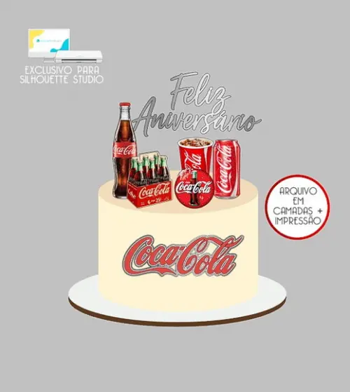 1765 - Arquivo Topo de Bolo Coca-cola