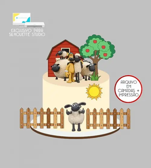 1775 - Arquivo Topo de Bolo Shaun o Carneiro