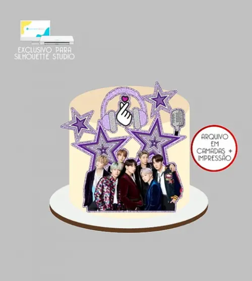1778 - Arquivo Topo de Bolo Bts Kpop