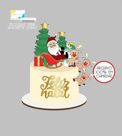 179 - Arquivo Topo de Bolo Natal Papai Noel