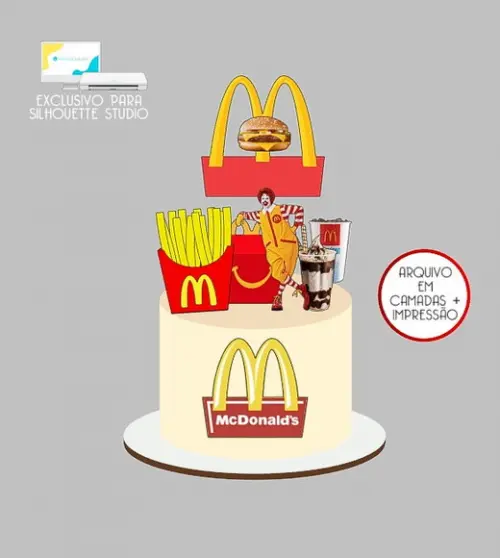 1794 - Arquivo Topo de Bolo Mc Donalds Batata Frita 3d