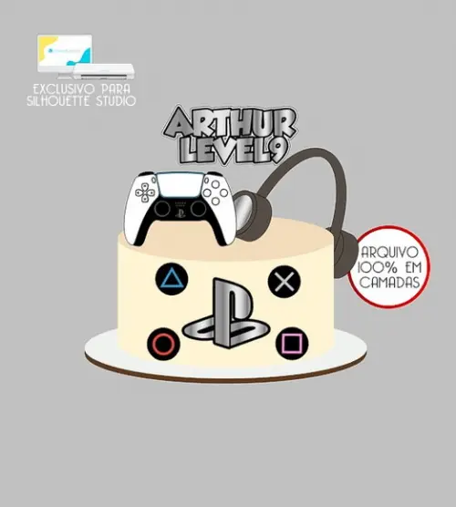 1799- Arquivo Topo de Bolo Video Game Controle Ps5