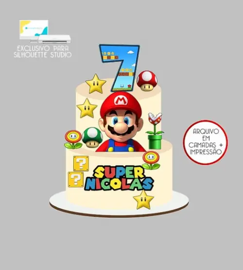 1797 - Arquivo Topo de Bolo Super Mario
