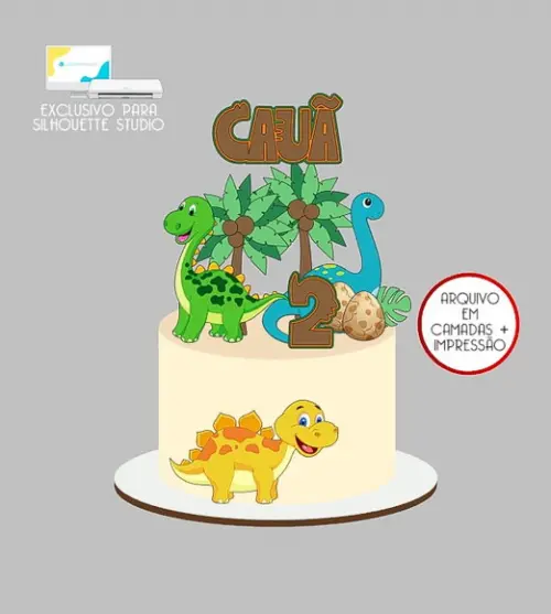 1809 - Arquivo Topo de Bolo Dinossauro Baby