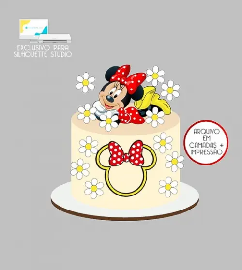 1816 - Arquivo Topo de Bolo Minnie Vermelha