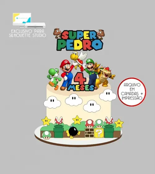 1821 - Arquivo Topo de Bolo Super Mario